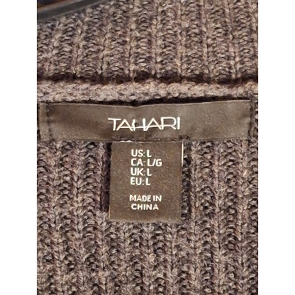 Tahari Womens Charcoal Gray 100% Merino Wool Open Front Cardigan Sweater Large - Picture 4 of 12